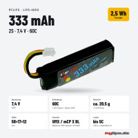 Lipo Battery 333mAh 7.4V 2S 60C/120C UMX Series + mCP X BL