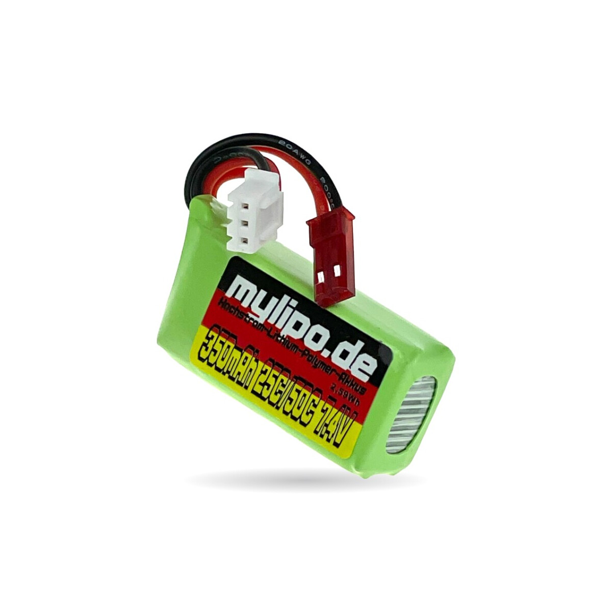 Lipo 350mAh 7.4V 2S 25C/50C JST (red) co box