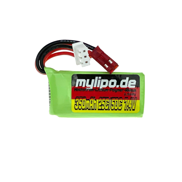 Lipo 350mAh 7.4V 2S 25C/50C JST (red) connector