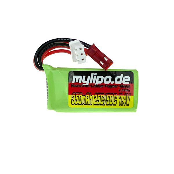Lipo 350mAh 7.4V 2S 25C/50C JST (red) connector