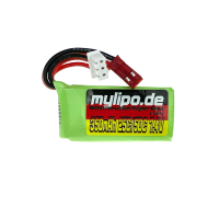 Lipo 350mAh 7.4V 2S 25C/50C JST (red) connector