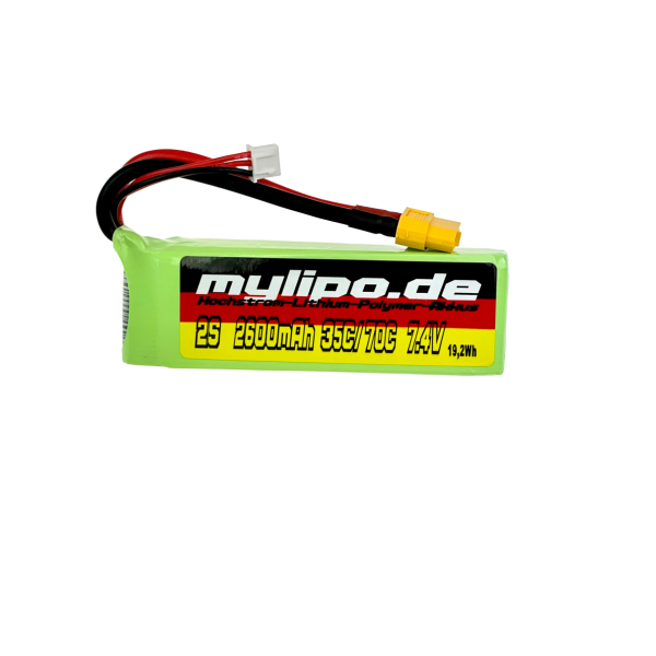 Mylipo Lipo battery 2600mAh 7.4V 2S 35C/70C XT60 Female