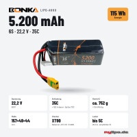 Bonka Lipo Akku 5200mAh 22,2V 6S 35C/70C XT90