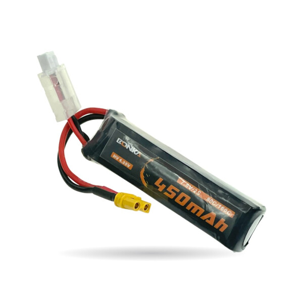 BonkaLipo Akku 450mAh 7,6V HV 2S 80C/160C FPV Parcour XT30