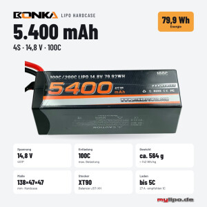 Bonka Lipo Akku 5400mAh 14,8V 100C HC XT90