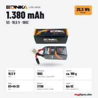 Bonka Lipo Akku1380mAh 18,5V 180C/360C FPV XT60