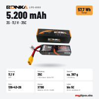 Bonka Lipo Akku 5200mAh 11,1V 3S 35C/70C XT90