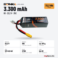 Bonka Lipo Akku 3300mAh 22,2V 6S 35C XT60