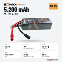 Bonka Lipo Battery 5200mAh 22,2V 6S 35C/70C AS150