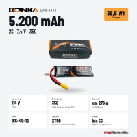 Bonka Lipo Akku 5200mAh 7,4V 2S 35C/70C XT90