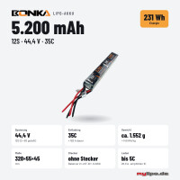 Bonka Lipo Akku 5200mAh 44,4V 12S 35C