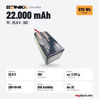 Bonka 22.000mAh 25,9V 30C MULTICOPTER QS8 Stecksystem