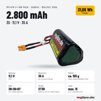 Li-Ion Akku Rundzelle Molicel INR18650-P28A, 2800mAh 35A Li-Ionen-Akku, 11,1V XT30 Saddlepack