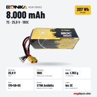 Bonka Lipo Akku 8000mAh 180C HEIM Series 25,9V XT90 Antiblitz