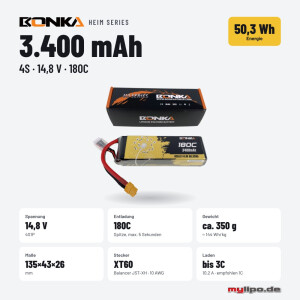 Bonka Lipo Akku 3400mAh HEIM Series 14,8V XT60