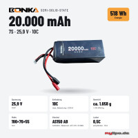 Semi-Solid-State Lipo Akku HV 20.000mAh 25,9V  10C/ MULTICOPTER  AS150AB