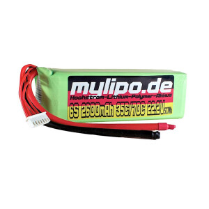 Lipo Battery 2600mAh 22.2V 6S 35C/70C compact